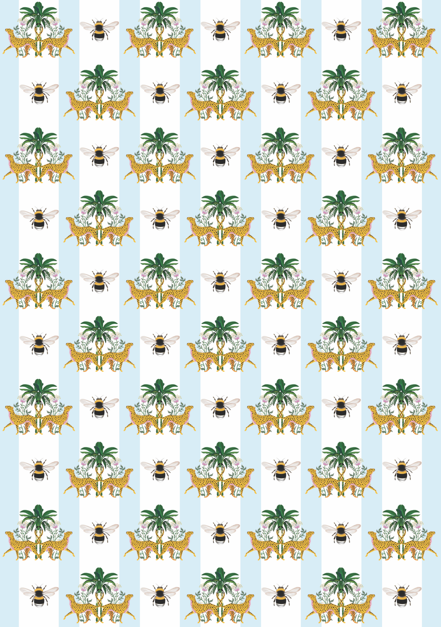 Blue Cheetahs, Palms & Bumble Bees