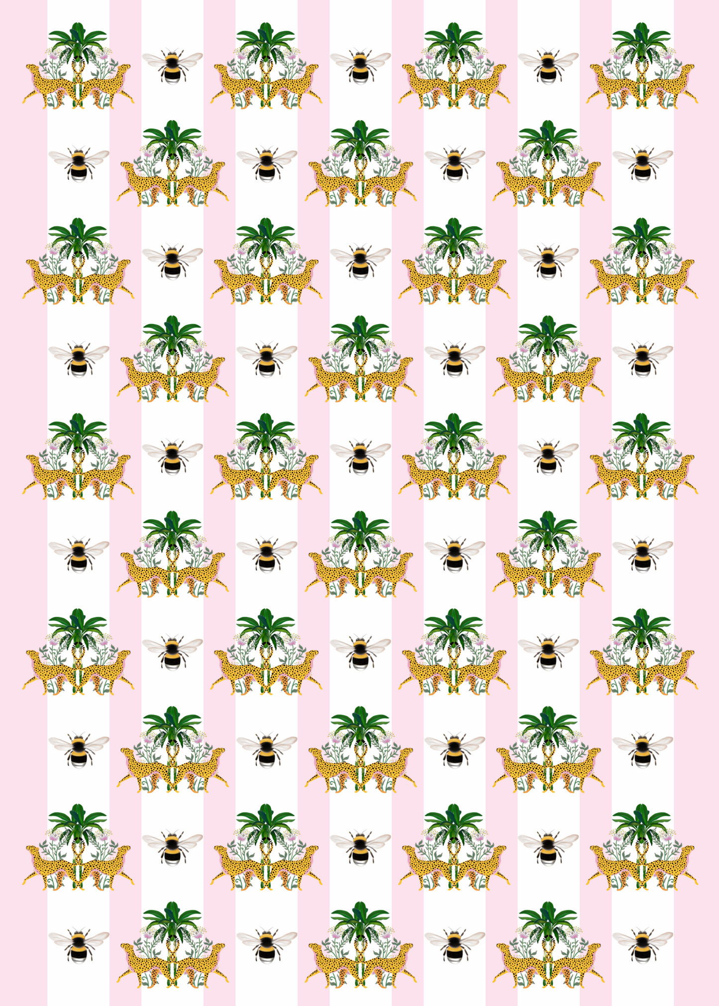 Pink Cheetahs, Palms & Bumble Bees