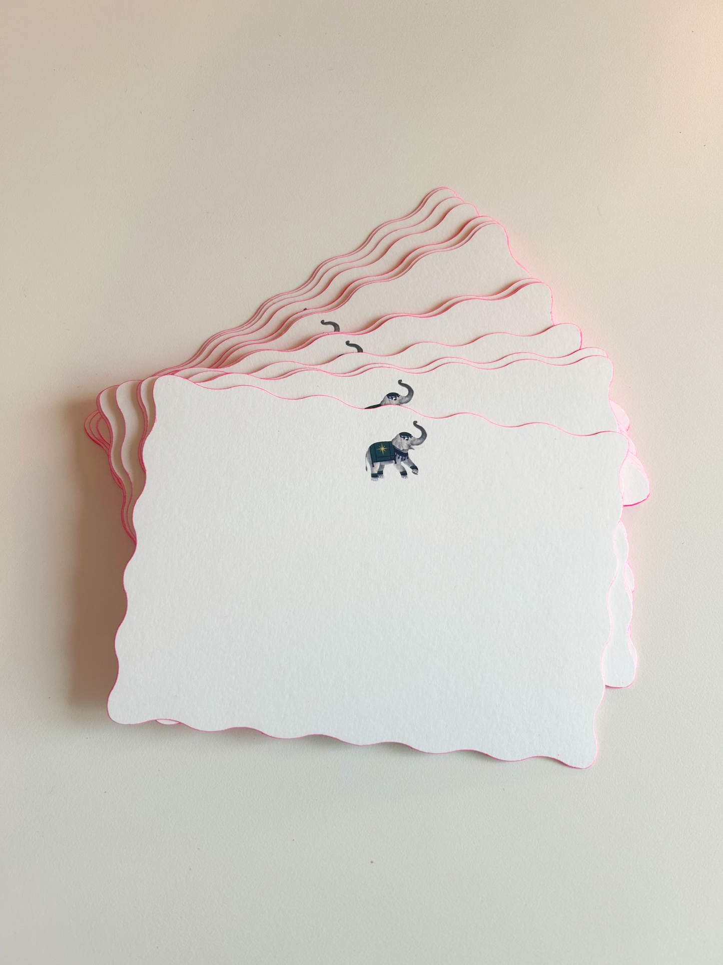 HAPPY ELEPHANT |  Scalloped Edge Notecards