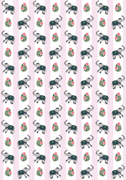 Pink Elephants & Indian Flowers