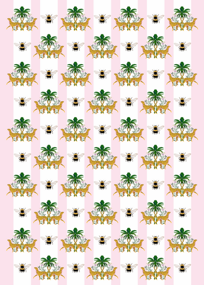 Pink Cheetahs, Palms & Bumble Bees